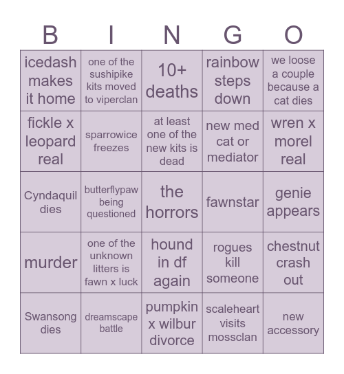 Galaxy Bingo Card