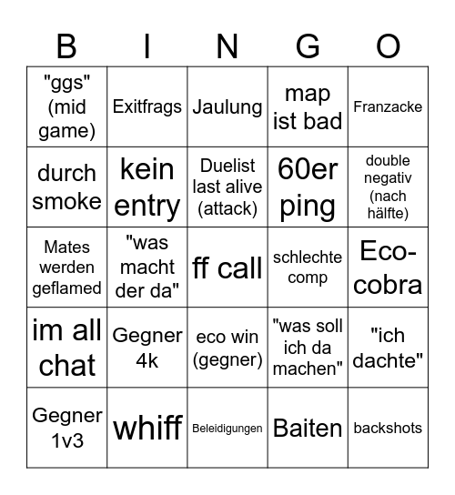 Valo Jaul Bingo Card