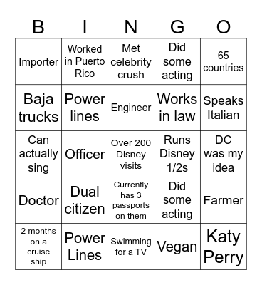 DC Bingo Card