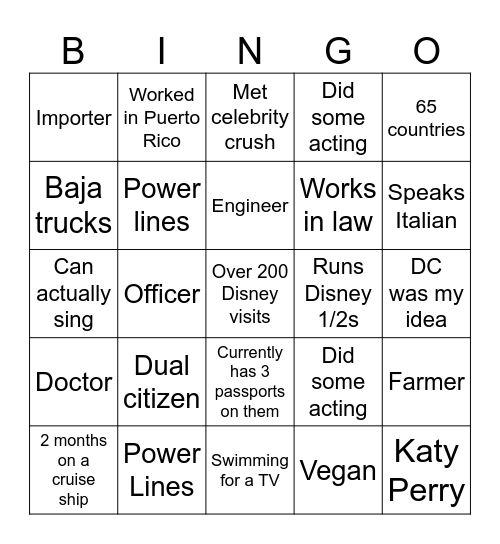 DC Bingo Card