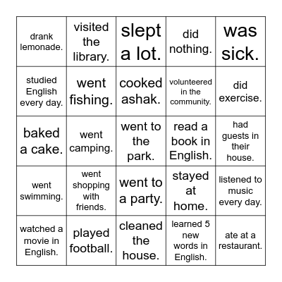 Winter holiday - Find someone who: Bingo Card