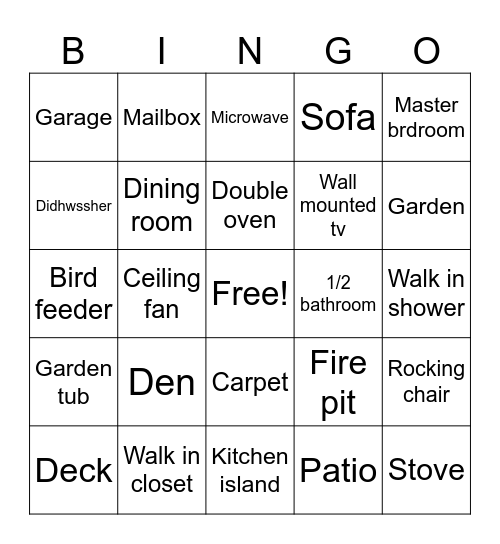 Homeowners Bingo Card