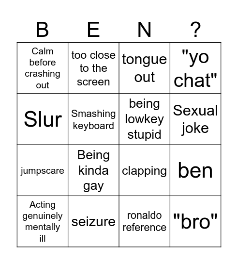 Ishowspeed bingo Card