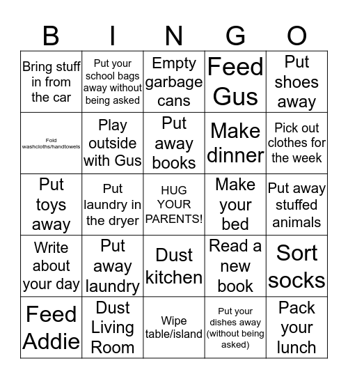 CHORES BINGO Card