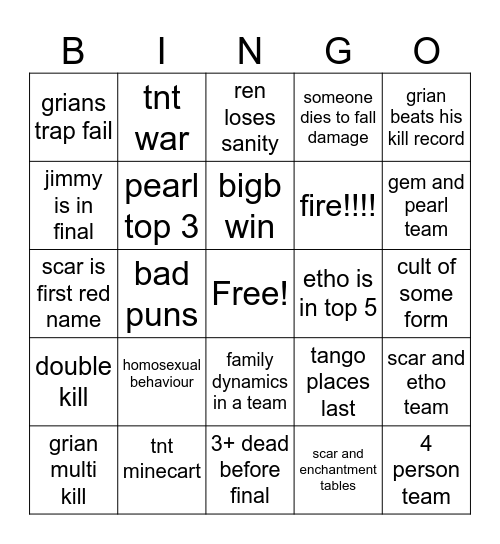 past life bingo card Bingo Card
