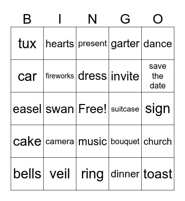Bridal Shower Bingo Card