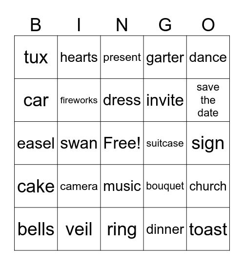 Bridal Shower Bingo Card