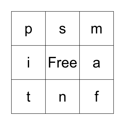 Letter Sounds Bingo Card