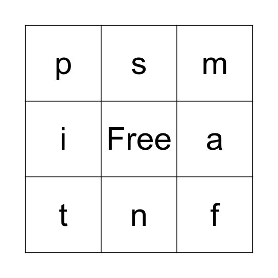 Letter Sounds Bingo Card