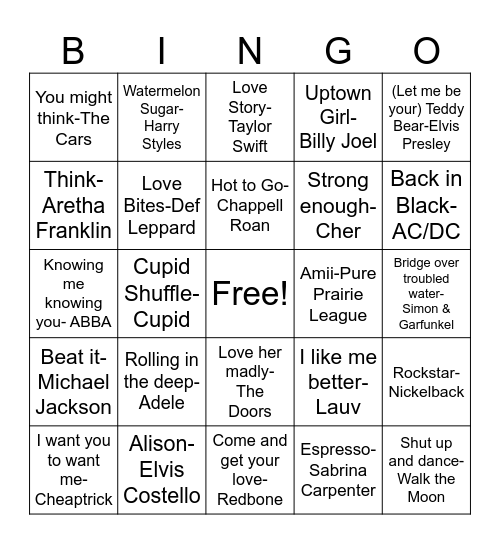 QQ#1 TUNE BLENDER 2 Bingo Card