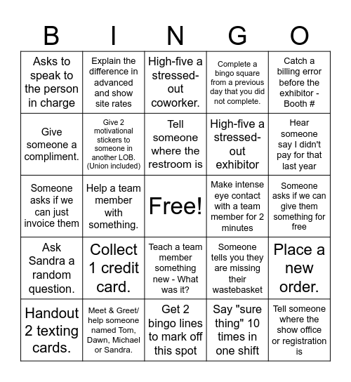 TXRA SHOW SITE BINGO 2! Bingo Card