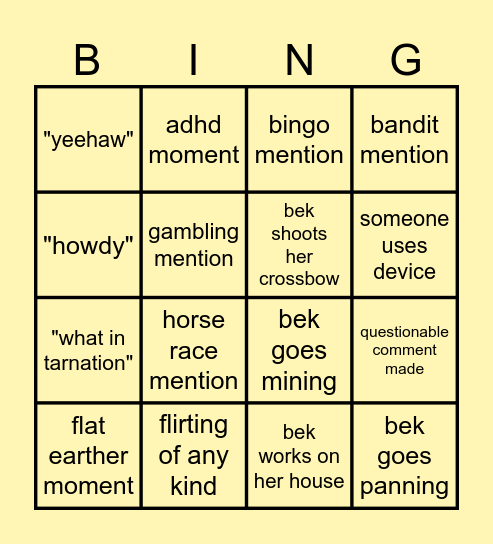 Cowboy SMP (bek pov) - rushed Bingo Card