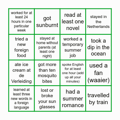 Back To School Bingo Card