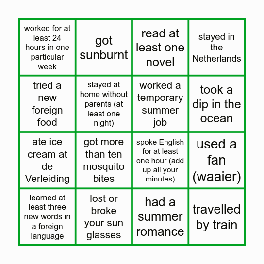 Back To School Bingo Card