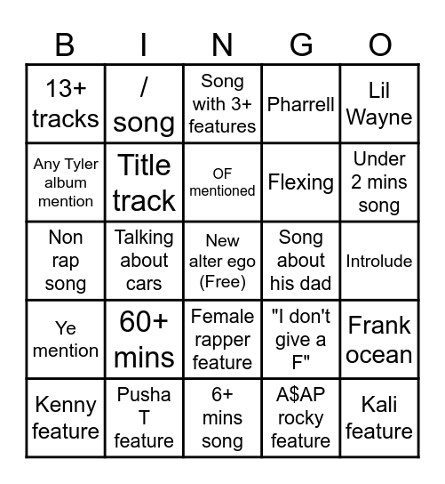 DONT TAP THE GLASS Bingo Card