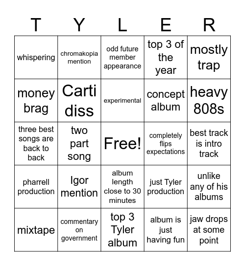 Don't Tap The Glass Bingo Card