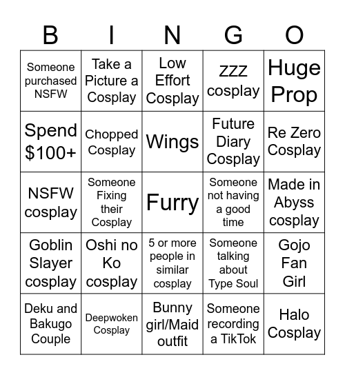 CT Con bingo Card