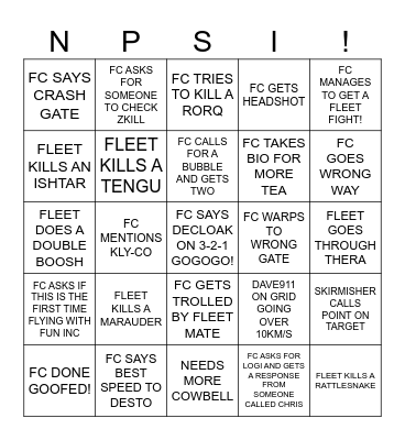 NPSI Week Rocks! Bingo Card