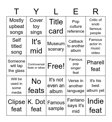 Don't tap the glass Bingo Card