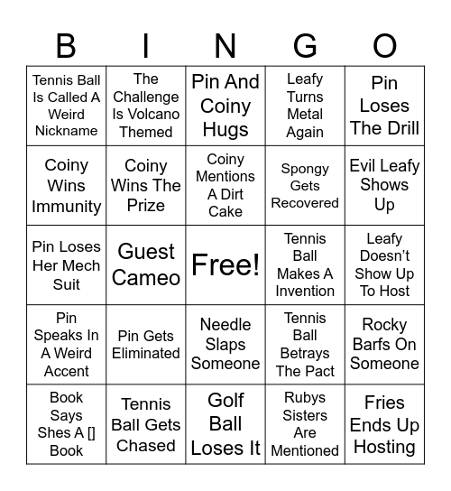 BFDIA 22 Bingo Card