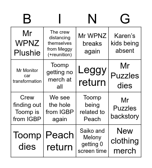 SMG4 Movie Bingo Card