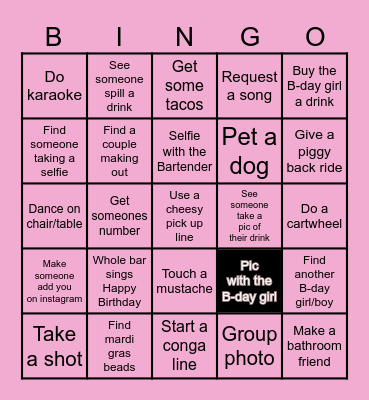 BIRTHDAY BAR CRAWL Bingo Card