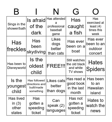 Girls Night Out BINGO!  Find someone who... Bingo Card