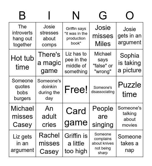 Thanksfriending 2k25 Bingo Card