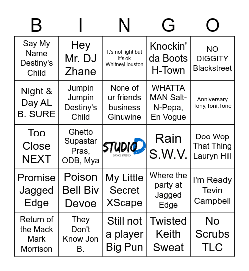 Beats & Bingo - R&B 90's Round 2 Bingo Card