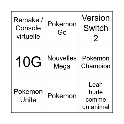 Pokemon Direct Bingo Card