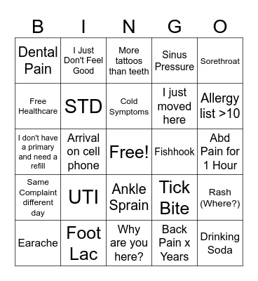 Urgent BS Bingo Card