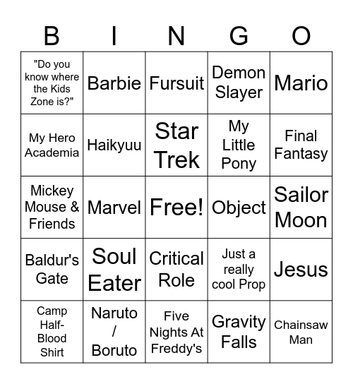 Con Bingo Card