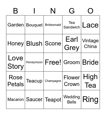 Willow’s Bridal Shower Bingo Card