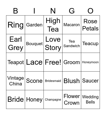 Willow’s Bridal Shower Bingo Card