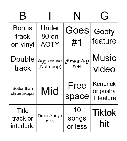 Don't tap the glass Bingo Card