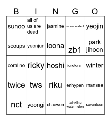 beeha's bingo Card