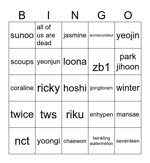 beeha's bingo Card