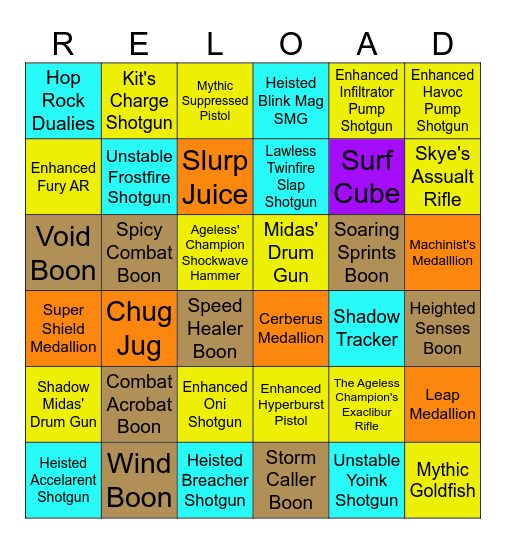 Blitz Bingo Card
