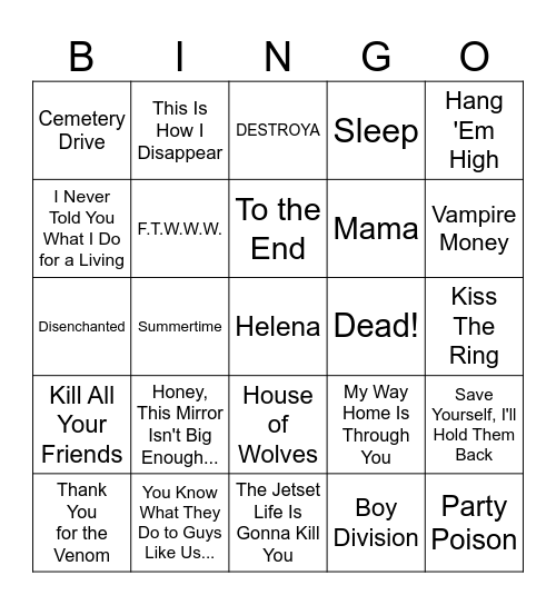Mcr world tour round 2 Bingo Card