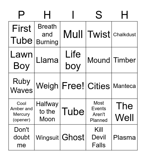 CLM Saturday Bingo Card