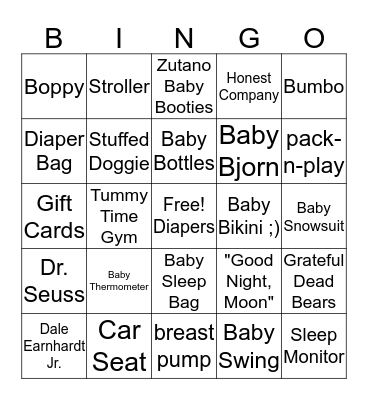 Larson Baby Bingo! Bingo Card