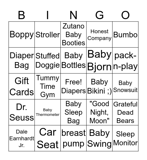 Larson Baby Bingo! Bingo Card