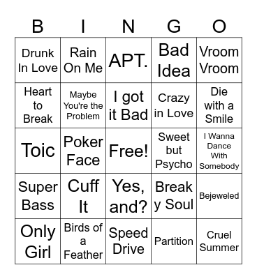 2025 MUSICAL BACHELORETTE BINGO🪩 Bingo Card