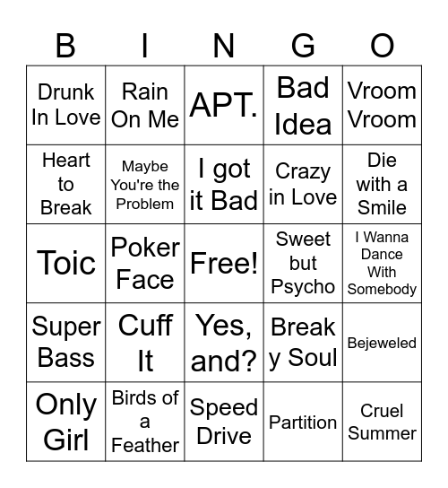 2025 MUSICAL BACHELORETTE BINGO🪩 Bingo Card