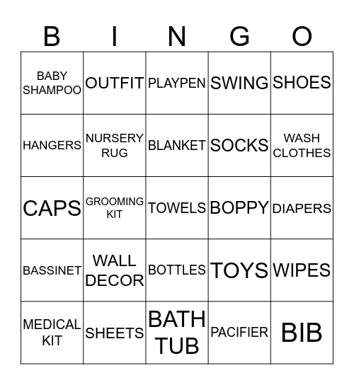 BABY BINGO Card