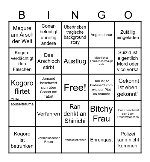 Conan Bingo Card