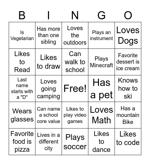 Get to Know You Bingo Card