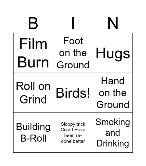 Ninja Lifestyle Bingo Card