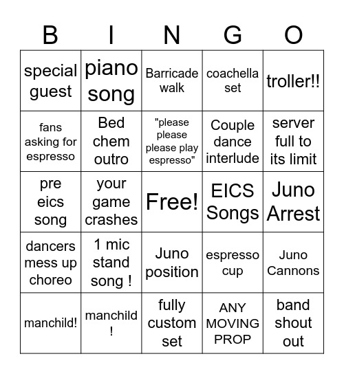 KBCHELLA SABRINA Bingo Card