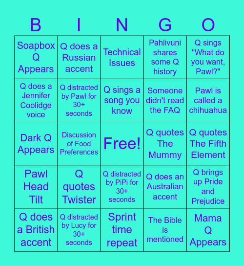 Qwordy Stream Bingo Card